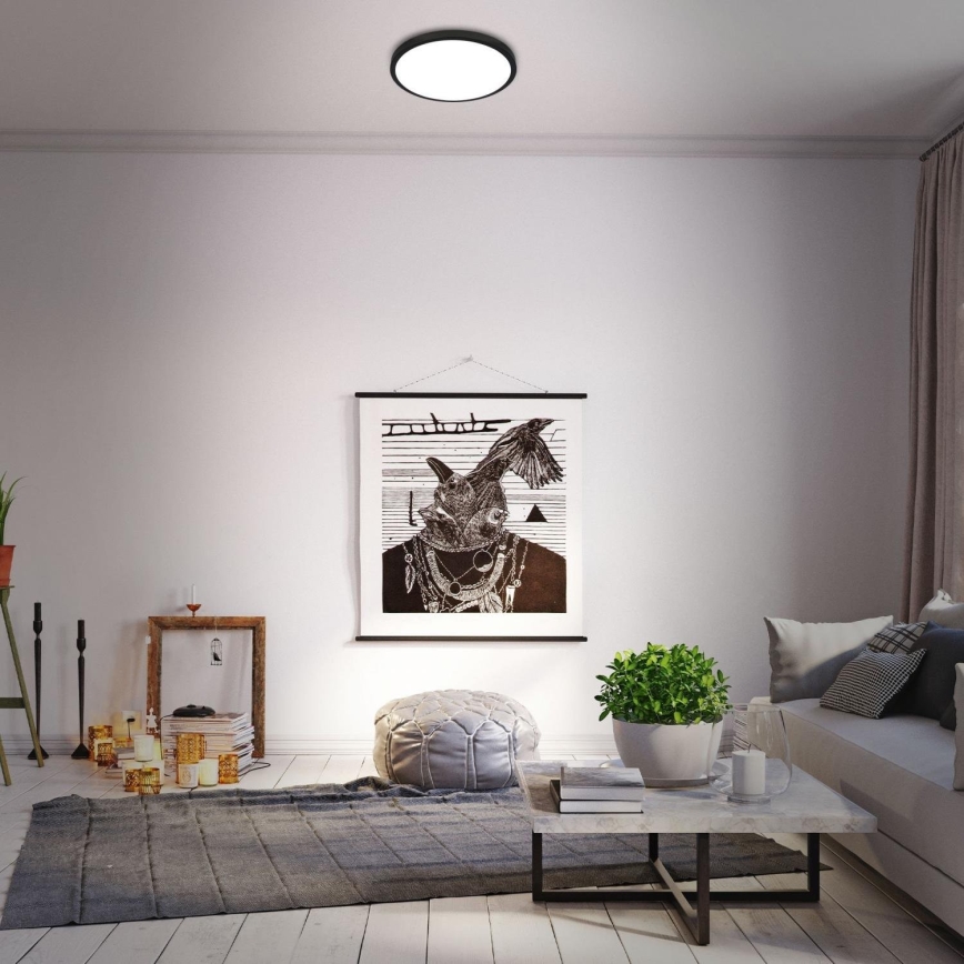 Briloner 3709-015 - Plafón LED RGBW regulable LED/22W/230V 4000K diá. 38 cm negro + control remoto