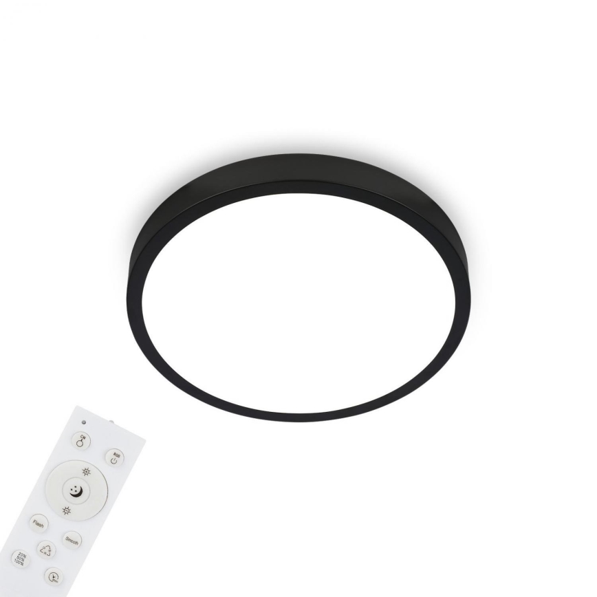 Briloner 3709-015 - Plafón LED RGBW regulable LED/22W/230V 4000K diá. 38 cm negro + control remoto