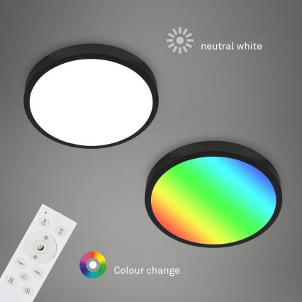 Briloner 3709-015 - Plafón LED RGBW regulable LED/22W/230V 4000K diá. 38 cm negro + control remoto