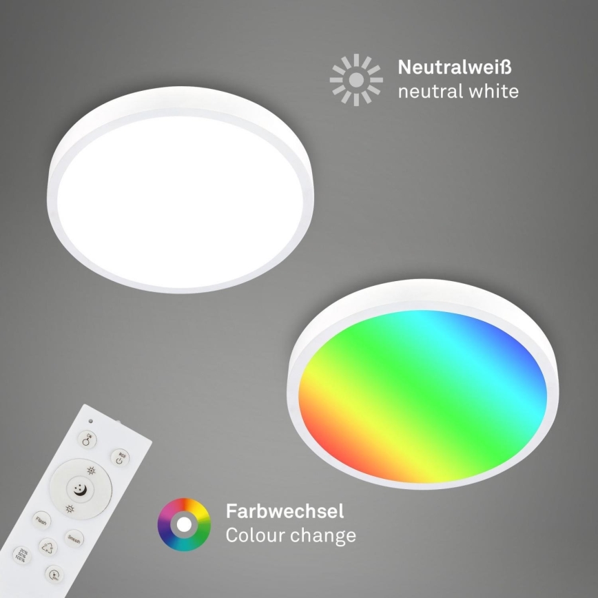 Briloner 3709-016 - Plafón LED RGBW regulable LED/22W/230V 4000K diá. 38 cm blanco + control remoto