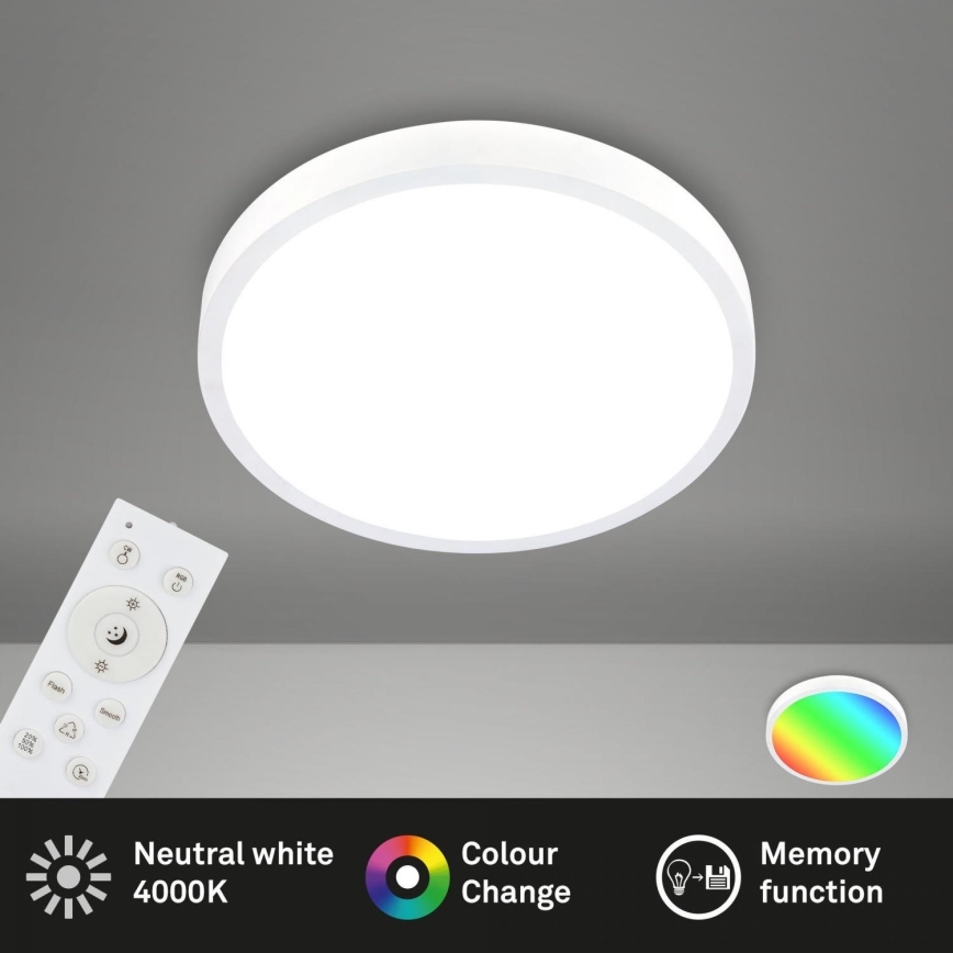 Briloner 3709-016 - Plafón LED RGBW regulable LED/22W/230V 4000K diá. 38 cm blanco + control remoto