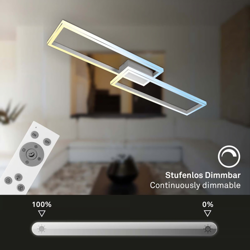 Briloner 3761019 - Lámpara de techo LED regulable LED/45W/230V 2700-6500K cromo mate + mando a distancia