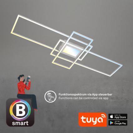 Briloner 3812019-LED Plafón regulable RAM 56W/230V Wi-Fi Tuya 111x42 cm + mando a distancia