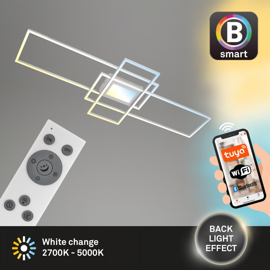 Briloner 3812019-LED Plafón regulable RAM 56W/230V Wi-Fi Tuya 111x42 cm + mando a distancia