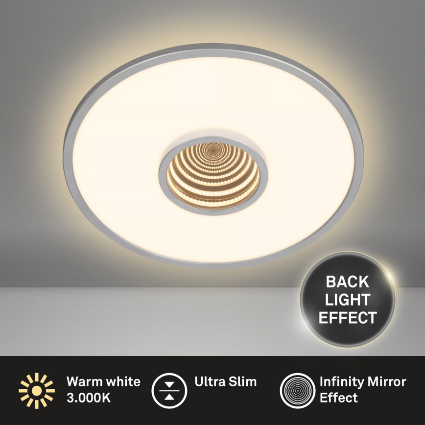 Briloner 3847014 - Luminaria de techo LED TORO LED/18W/230V Ø 42 cm cromo mate