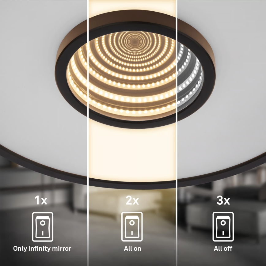 Briloner 3847015 - Lámpara de techo LED TORO LED/18W/230V Ø 42 cm negra