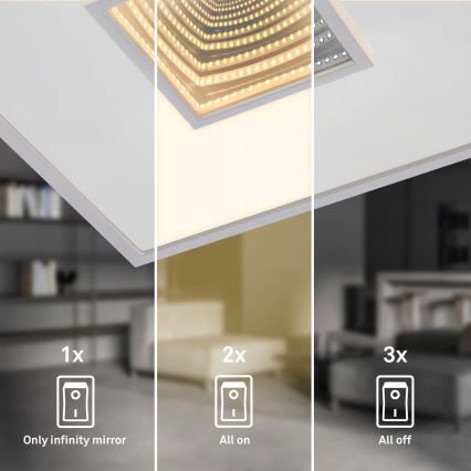 Briloner 3848014 - Plafón LED TORO LED/18W/230V 42x42 cm cromo mate