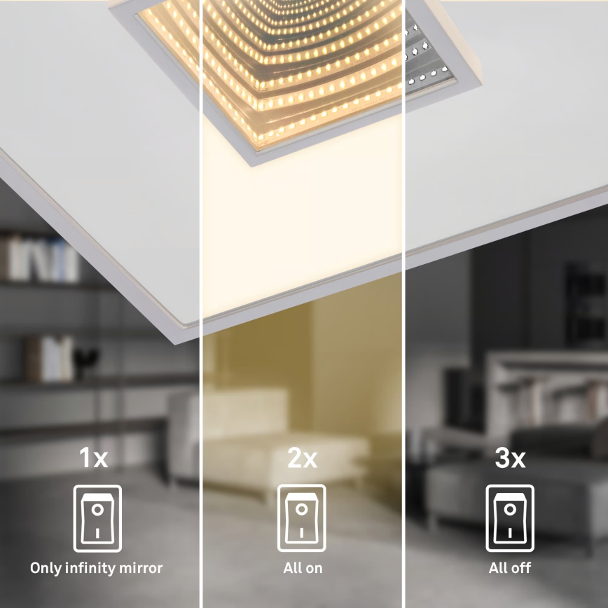 Briloner 3848014 - Plafón LED TORO LED/18W/230V 42x42 cm cromo mate