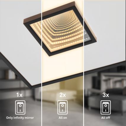 Briloner 3848015 - Plafón LED TORO 18W/230V 42x42 cm negro