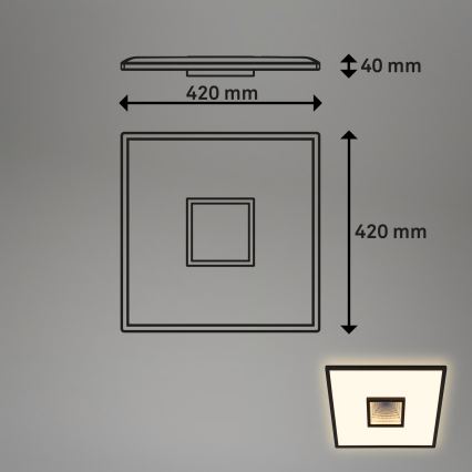 Briloner 3848015 - Plafón LED TORO 18W/230V 42x42 cm negro