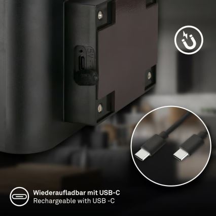 Briloner 3878015 - Aplique de pared LED recargable con sensor de movimiento y detector crepuscular CHAT LED/3W/5V 2000 mAh negro