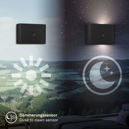 Briloner 3878015 - Aplique de pared LED recargable con sensor de movimiento y detector crepuscular CHAT LED/3W/5V 2000 mAh negro