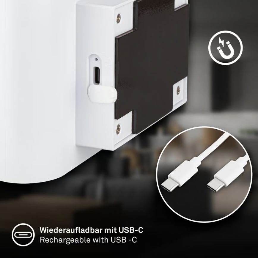 Briloner 3878016 - Aplique de pared recargable LED con sensor de movimiento y crepuscular CHAT LED/3W/5V 2000 mAh blanco