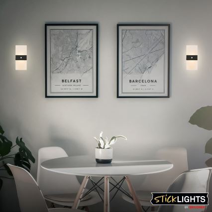 Briloner 3888015 - Aplique de pared LED recargable con sensor de movimiento y de crepúsculo AURA LED/2,5W/5V 1800 mAh negro