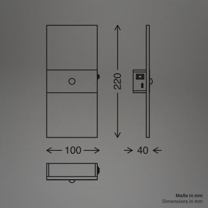 Briloner 3888015 - Aplique de pared LED recargable con sensor de movimiento y de crepúsculo AURA LED/2,5W/5V 1800 mAh negro