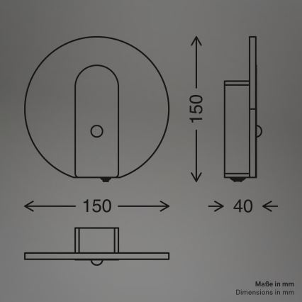 Briloner 3889012 - Aplique de pared LED recargable con sensor de movimiento y sensor crepuscular TARO LED/2,5W/5V 1800 mAh cromo mate