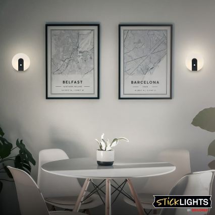 Briloner 3889015 - Lámpara de pared LED recargable con sensor de movimiento y de crepúsculo TARO LED/2,5W/5V 1800 mAh negra