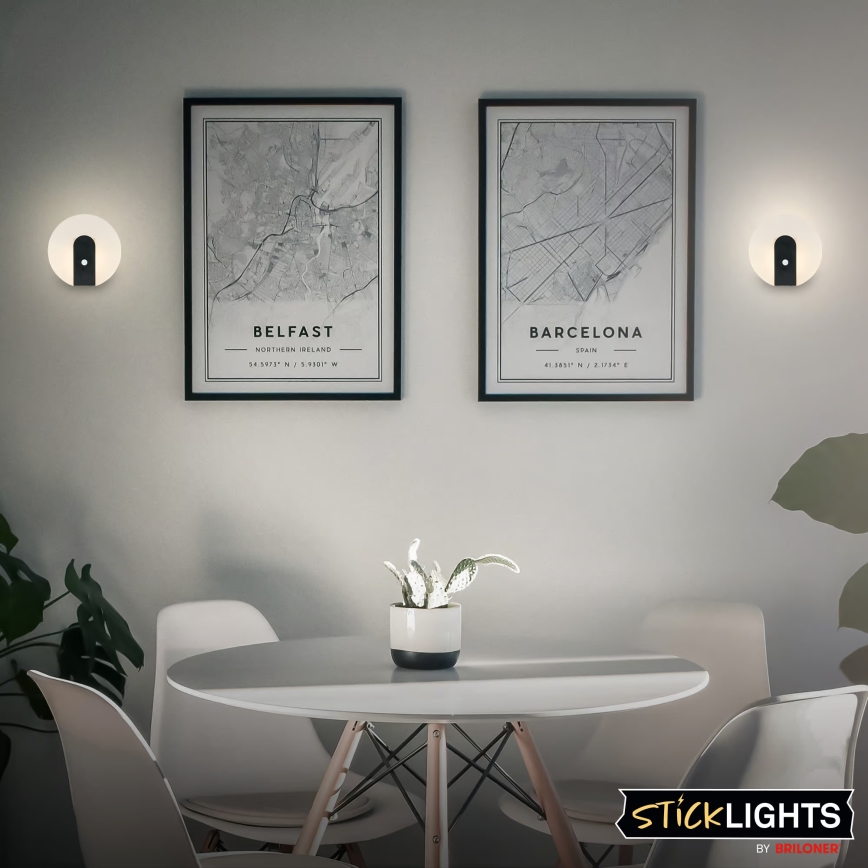 Briloner 3889015 - Lámpara de pared LED recargable con sensor de movimiento y de crepúsculo TARO LED/2,5W/5V 1800 mAh negra