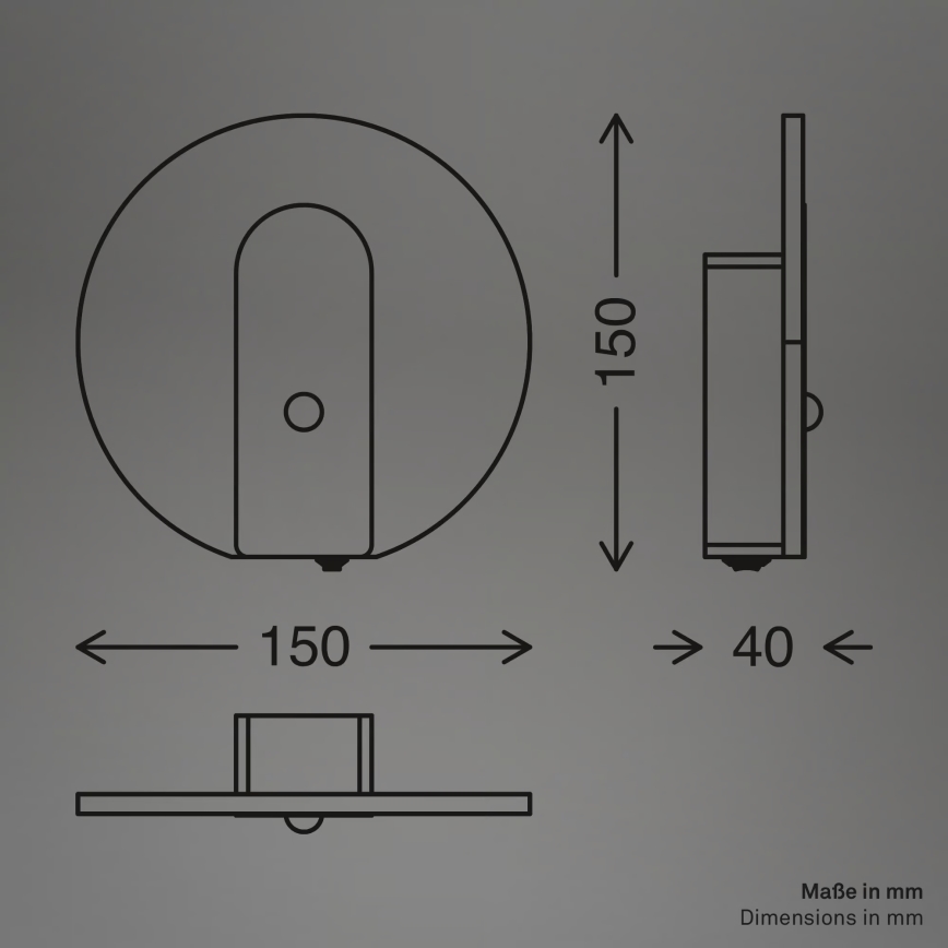 Briloner 3889015 - Lámpara de pared LED recargable con sensor de movimiento y de crepúsculo TARO LED/2,5W/5V 1800 mAh negra