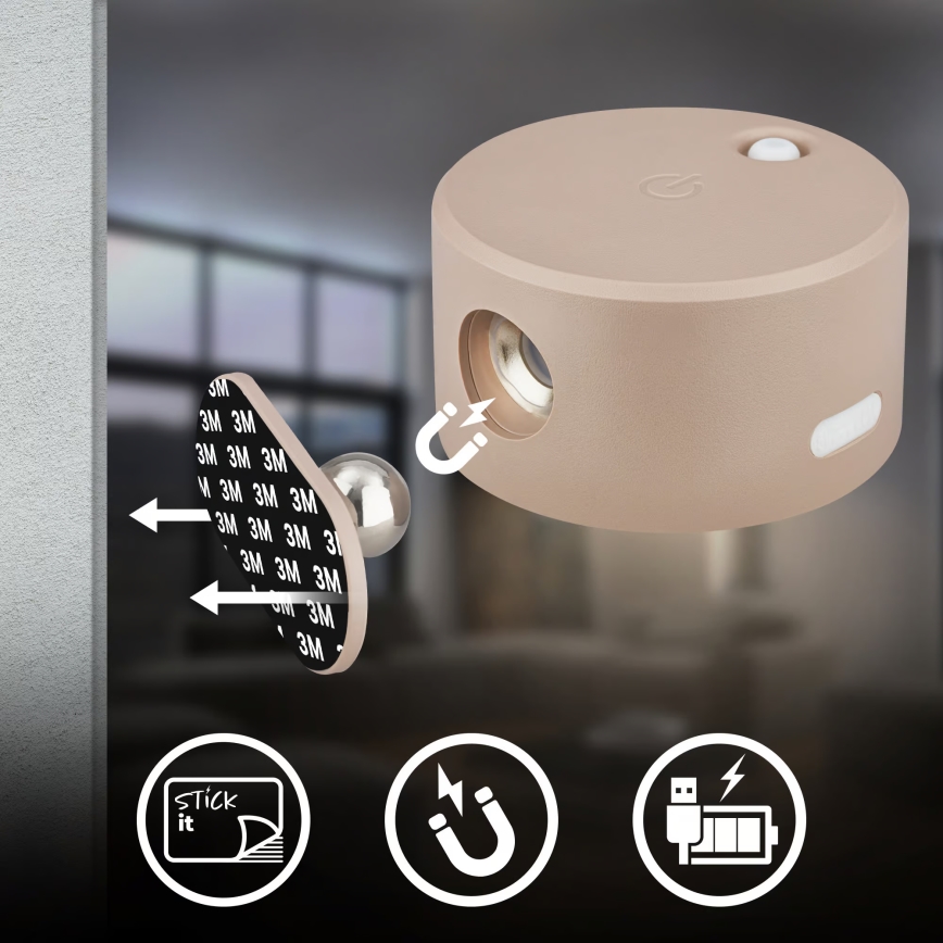 Briloner 3896011 - Aplique de pared recargable LED regulable TARI LED/1,6W/5V 1500 mAh beige