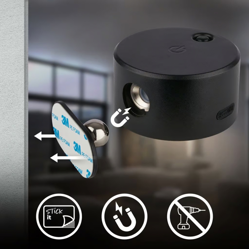 Briloner 3896015 - Aplique de pared recargable LED regulable TARI LED/1,6W/5V 1500 mAh negro