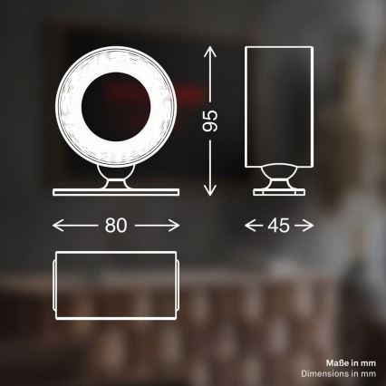 Briloner 3896015 - Aplique de pared recargable LED regulable TARI LED/1,6W/5V 1500 mAh negro