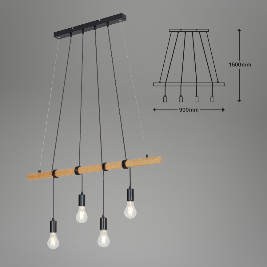 Briloner 4015045 - Lámpara colgante 4xE27/25W/230V árbol de caucho