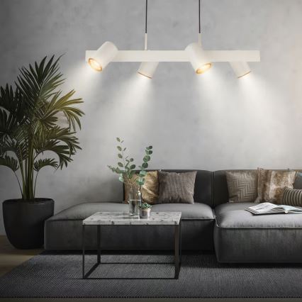 Briloner 4058044 - Lámpara colgante con cable ERA 4xGU10/10W/230V, color crema