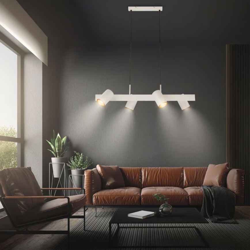 Briloner 4058044 - Lámpara colgante con cable ERA 4xGU10/10W/230V, color crema