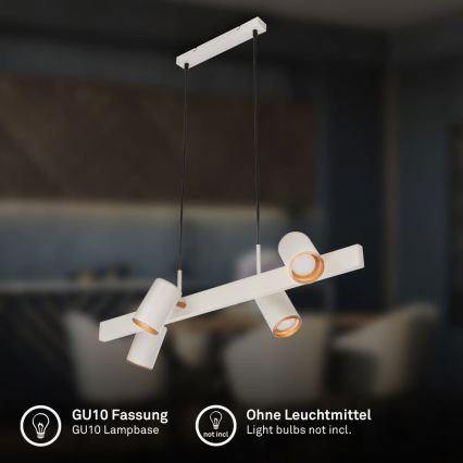 Briloner 4058044 - Lámpara colgante con cable ERA 4xGU10/10W/230V, color crema