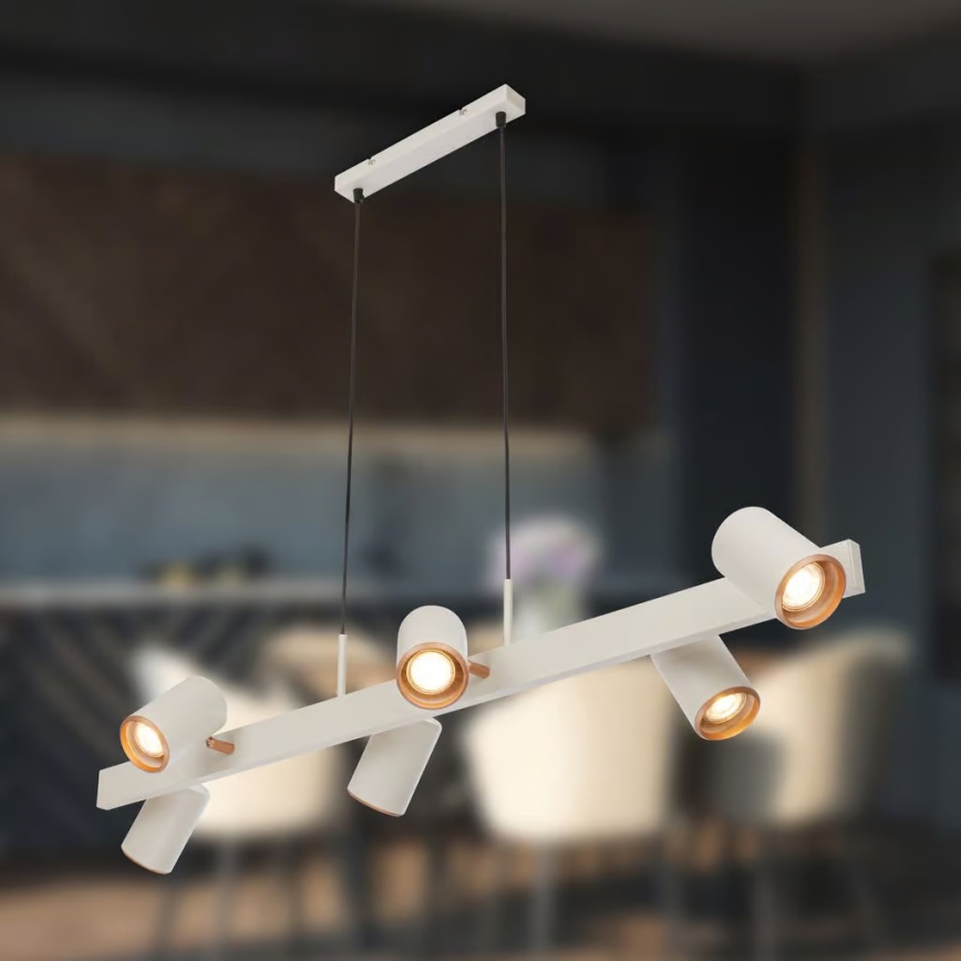 Briloner 4058064 - Lámpara colgante con cable ERA 6xGU10/10W/230V color crema