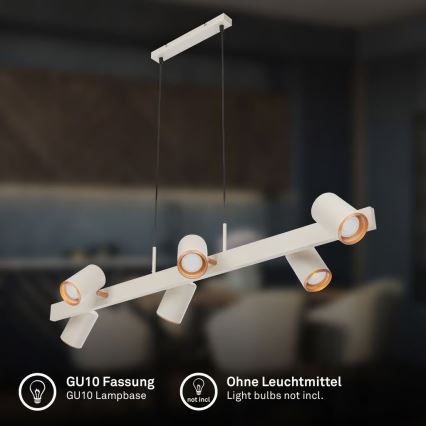 Briloner 4058064 - Lámpara colgante con cable ERA 6xGU10/10W/230V color crema