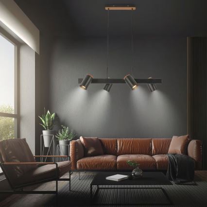 Briloner 4059045 - Lámpara colgante ERA con cable 4xGU10/10W/230V, color negro