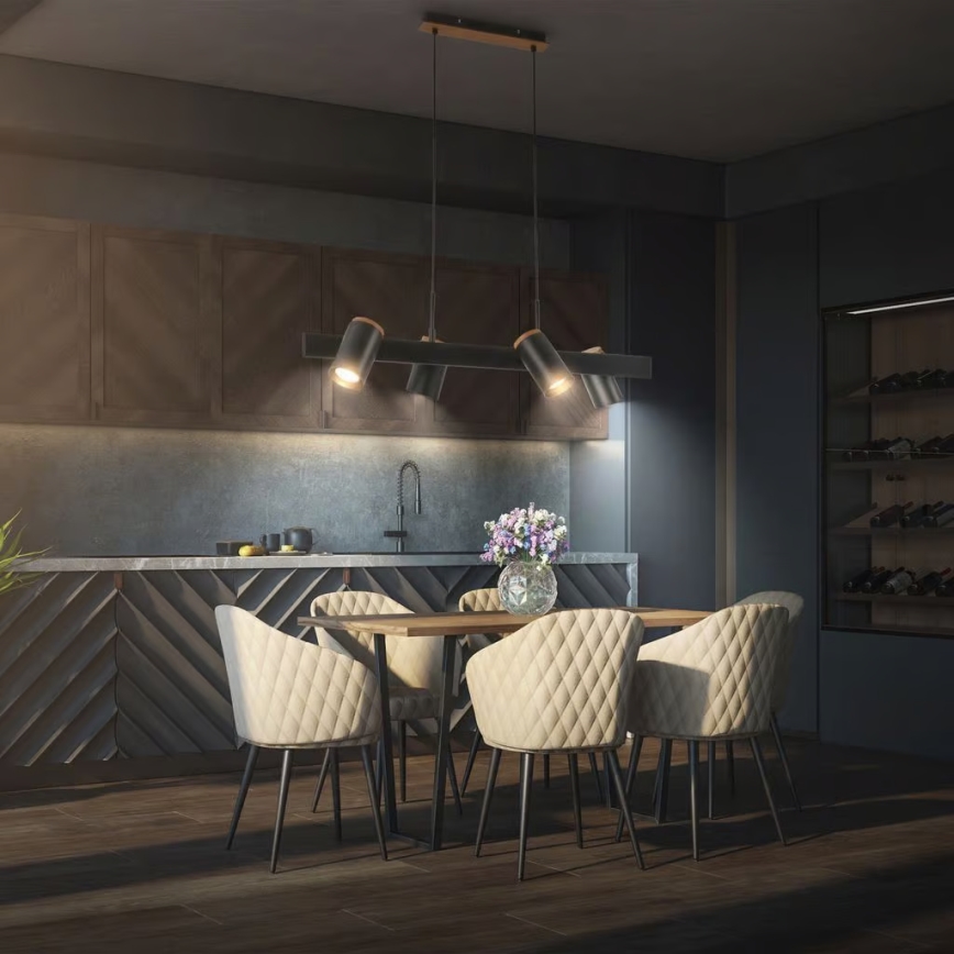 Briloner 4059045 - Lámpara colgante ERA con cable 4xGU10/10W/230V, color negro