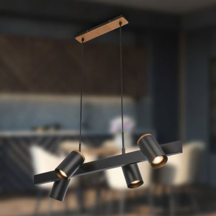 Briloner 4059045 - Lámpara colgante ERA con cable 4xGU10/10W/230V, color negro