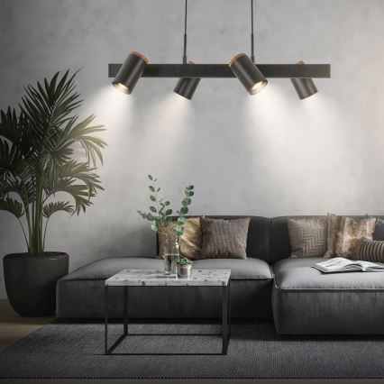 Briloner 4059045 - Lámpara colgante ERA con cable 4xGU10/10W/230V, color negro