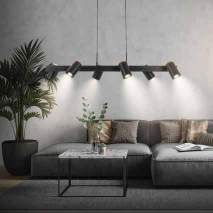 Briloner 4059065 - Lámpara colgante con cable ERA 6xGU10/10W/230V negra