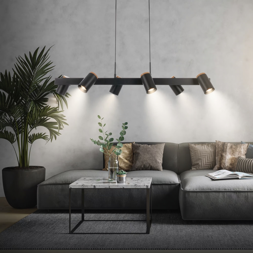 Briloner 4059065 - Lámpara colgante con cable ERA 6xGU10/10W/230V negra