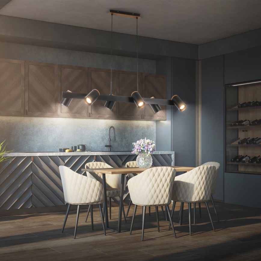 Briloner 4059065 - Lámpara colgante con cable ERA 6xGU10/10W/230V negra