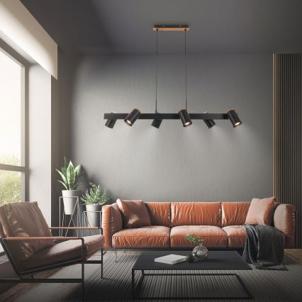 Briloner 4059065 - Lámpara colgante con cable ERA 6xGU10/10W/230V negra