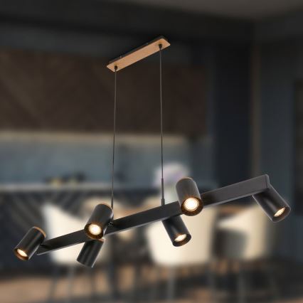 Briloner 4059065 - Lámpara colgante con cable ERA 6xGU10/10W/230V negra