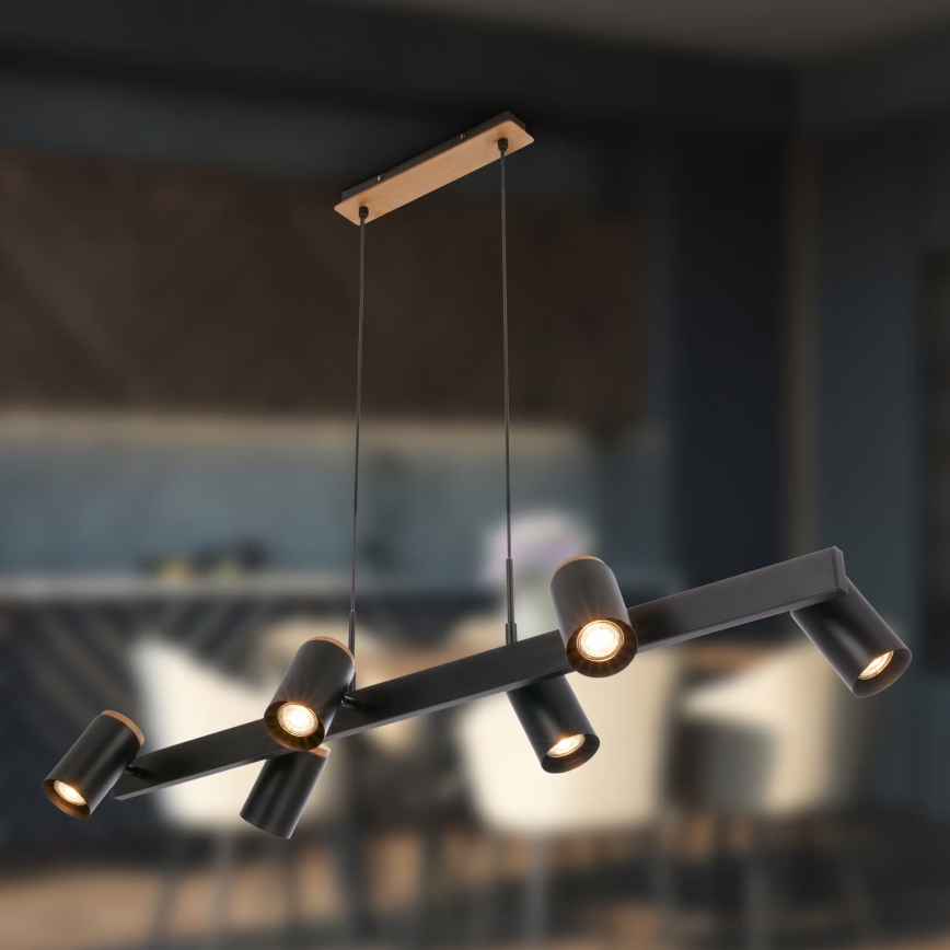 Briloner 4059065 - Lámpara colgante con cable ERA 6xGU10/10W/230V negra