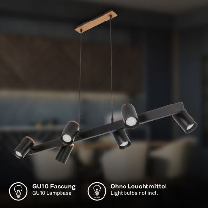 Briloner 4059065 - Lámpara colgante con cable ERA 6xGU10/10W/230V negra