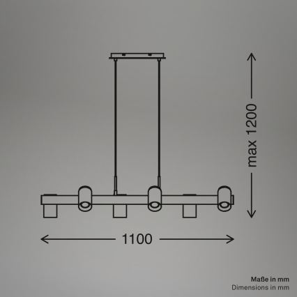Briloner 4059065 - Lámpara colgante con cable ERA 6xGU10/10W/230V negra