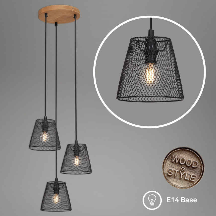 Briloner 4074-035 - Lámpara colgante TAUNUS 3xE14/40W/230V árbol de caucho