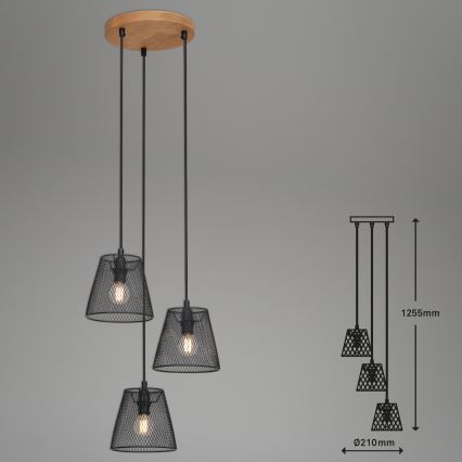 Briloner 4074-035 - Lámpara colgante TAUNUS 3xE14/40W/230V árbol de caucho