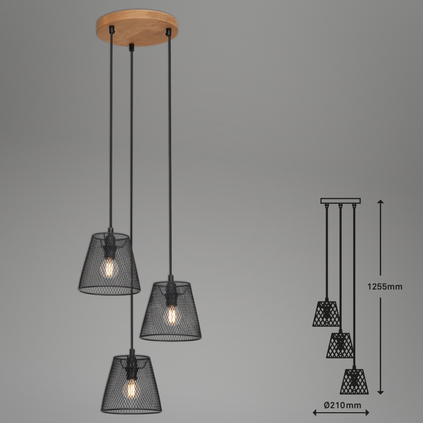 Briloner 4074-035 - Lámpara colgante TAUNUS 3xE14/40W/230V árbol de caucho