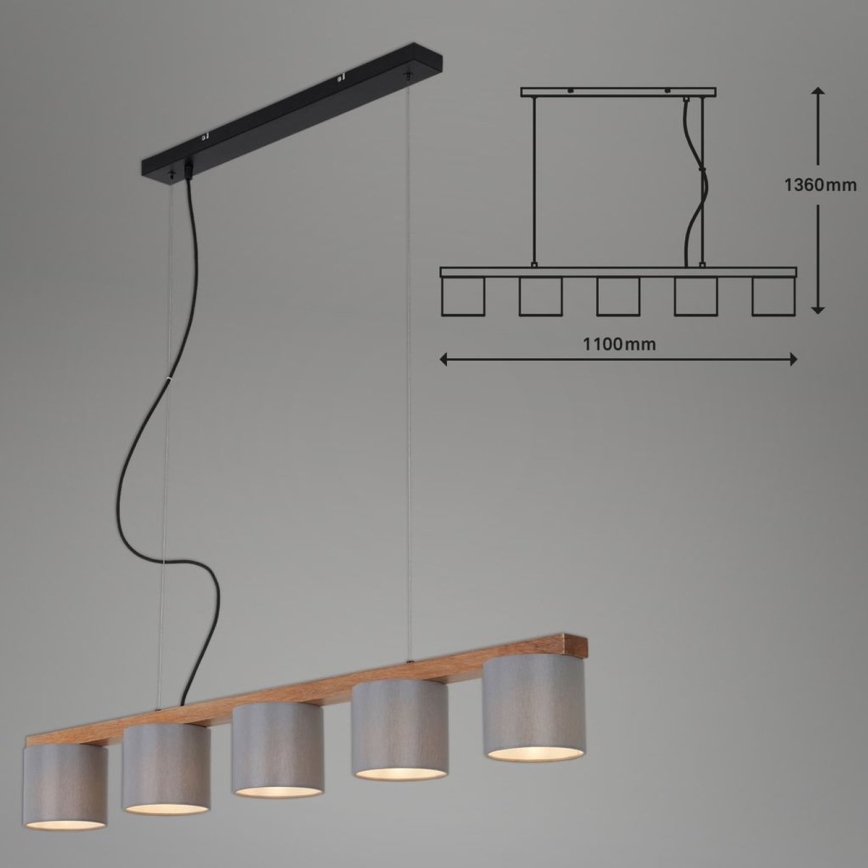 Briloner 4075-054 - Lámpara colgante con cable 5xE14/25W/230V