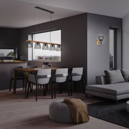 Briloner 4077-055 - Lámpara colgante con cable WOOD & STYLE 5xE14/25W/230V madera de caucho (hevea)