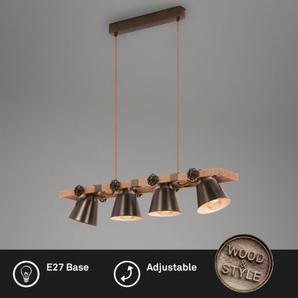 Briloner 4406-044 - Lámpara colgante TALE 4xE27/40W/230V marrón